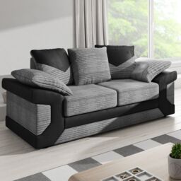 SquareBoxx Arlo Corded Fabric Sofa with Leather-Effect Arms 2 Seater in Grey - thumbnail 1