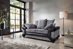 SquareBoxx Arlo Corded Fabric Sofa with Leather-Effect Arms 2 Seater in Grey - thumbnail 2
