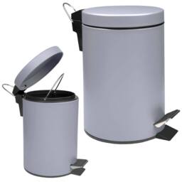 VOGREX 3 LITRE SMALL PEDAL BIN BATHROOM KITCHEN TOILET RUBBISH GREY - thumbnail 1