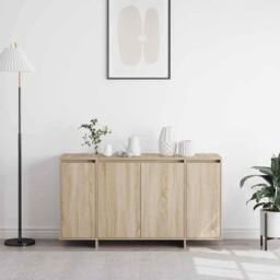 Berkfield Home Oak Sideboard Sonoma oak Engineered wood 135 x 41 x 75 cm in Light Tan - thumbnail 4