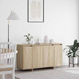Berkfield Home Oak Sideboard Sonoma oak Engineered wood 135 x 41 x 75 cm in Light Tan - thumbnail 2