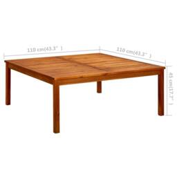 Berkfield Home Garden Coffee Table 110x110x45 cm Solid Acacia Wood in Brown - Size: 110 x 110 x 45 cm - thumbnail 7