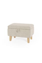 Living and Home Upholstered Storage Ottoman Footstool in Beige - thumbnail 2