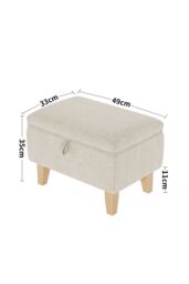Living and Home Upholstered Storage Ottoman Footstool in Beige - thumbnail 6