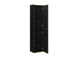Vente-unique Fluted Wall-Hung Bathroom Tall Unit With Gold Trim - Black - H140 Cm - thumbnail 6