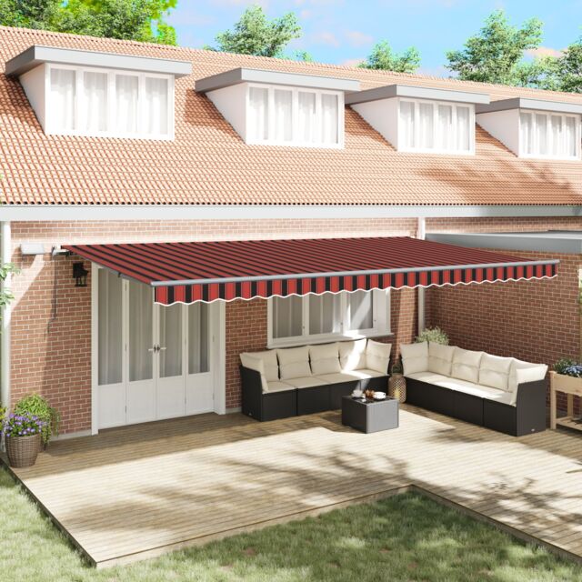 Berkfield Home Manual Retractable Awning with LED Orange & Brown 600x300 cm - image 1
