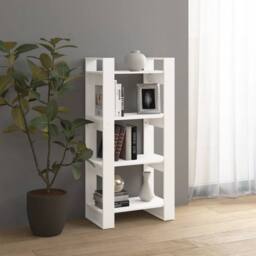 Berkfield Home Beautiful Book Cabinet/Room Divider White 60x35x125 cm Solid Wood - Size: 60 x 35 x 125 cm - thumbnail 6
