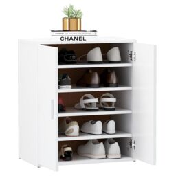 Berkfield Home Shoe Cabinet White 60x35x70 cm Engineered Wood - Size: 60 x 35 x 70 cm - thumbnail 4