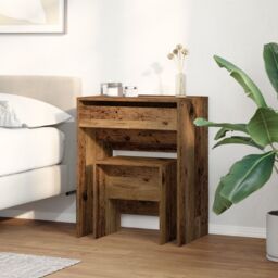 Berkfield Home Dressing Table with Mirror Old Wood Engineered Wood in Brown - thumbnail 4