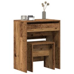 Berkfield Home Dressing Table with Mirror Old Wood Engineered Wood in Brown - thumbnail 3