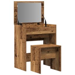 Berkfield Home Dressing Table with Mirror Old Wood Engineered Wood in Brown - thumbnail 5