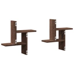 Berkfield Home Wall Shelves 2 pcs Brown Oak 38x12x38 cm Engineered Wood - Size: 38 x 12 x 38 cm - thumbnail 6
