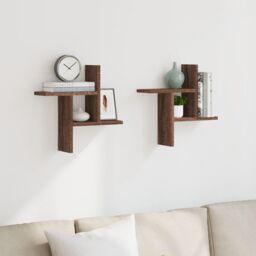 Berkfield Home Wall Shelves 2 pcs Brown Oak 38x12x38 cm Engineered Wood - Size: 38 x 12 x 38 cm - thumbnail 3