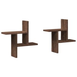Berkfield Home Wall Shelves 2 pcs Brown Oak 38x12x38 cm Engineered Wood - Size: 38 x 12 x 38 cm - thumbnail 2