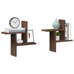 Berkfield Home Wall Shelves 2 pcs Brown Oak 38x12x38 cm Engineered Wood - Size: 38 x 12 x 38 cm - thumbnail 1