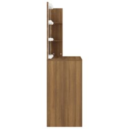 Berkfield Home Dressing Table with LED Brown Oak 74.5x40x141 cm - thumbnail 6