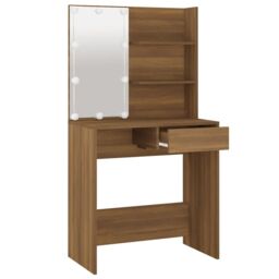 Berkfield Home Dressing Table with LED Brown Oak 74.5x40x141 cm - thumbnail 4