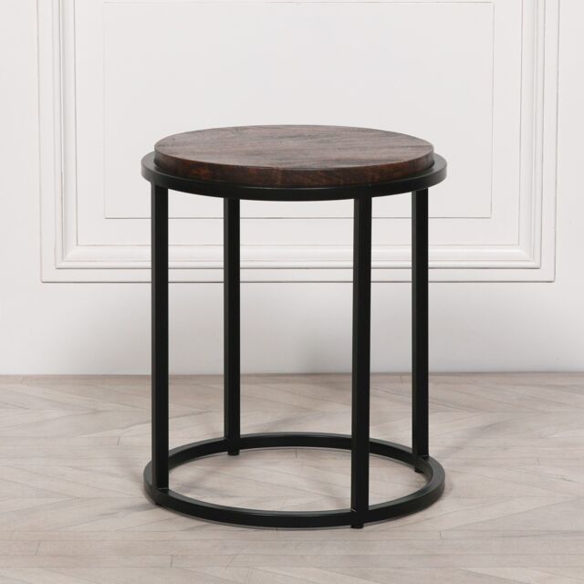 Glasstone Black Metal Occasional Table with Wooden Top in Chocolate - image 1