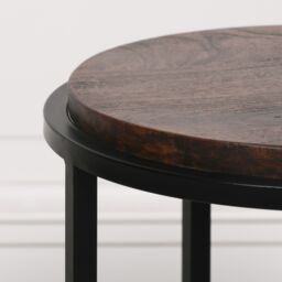 Glasstone Black Metal Occasional Table with Wooden Top in Chocolate - thumbnail 2