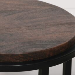 Glasstone Black Metal Occasional Table with Wooden Top in Chocolate - thumbnail 3