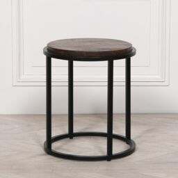 Glasstone Black Metal Occasional Table with Wooden Top in Chocolate - thumbnail 1