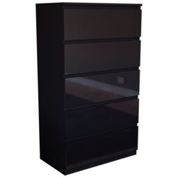 Home Discount Vida Designs Glinton 'HIGH GLOSS 5 Drawer Chest of Drawers' Storage Bedroom Furniture in Black - thumbnail 6