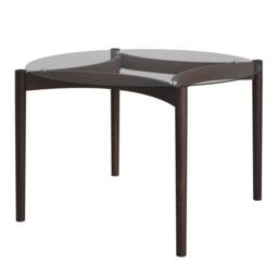 Wyld Haus Edenderry Clear Glass Top Dining Table Chocolate Wood Base 4 Seater - thumbnail 2