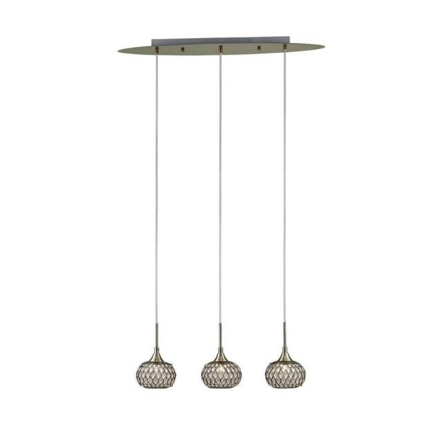 Netlighting Chelsie Ceiling Pendant 3 Light Line Antique Brass Clear Glass in Bronze - image 1