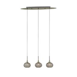 Netlighting Chelsie Ceiling Pendant 3 Light Line Antique Brass Clear Glass in Bronze - thumbnail 1