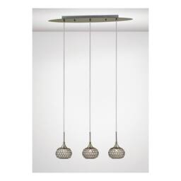 Netlighting Chelsie Ceiling Pendant 3 Light Line Antique Brass Clear Glass in Bronze - thumbnail 2