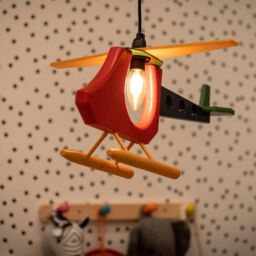 ValueLights Kids Multicolour Ceiling Pendant Airplane Shade With Warm White Bulb - thumbnail 2