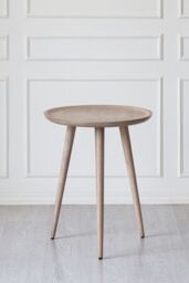 MH London 'Electra' Round Side Table Solid Wood Bedside Table for Living Room & Bedroom in Light Grey - thumbnail 3