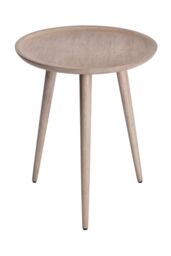 MH London 'Electra' Round Side Table Solid Wood Bedside Table for Living Room & Bedroom in Light Grey - thumbnail 4
