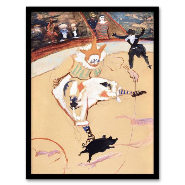 Artery8 Toulouse Lautrec Framed Wall Art Print Medrano Circus With a Piglet in Beige - Size: A4 - image 1