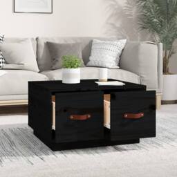 Berkfield Home Beautiful Coffee Table Black 60x53x35 cm Solid Wood Pine - Size: 60 x 53 x 35 cm