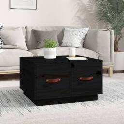 Berkfield Home Beautiful Coffee Table Black 60x53x35 cm Solid Wood Pine - Size: 60 x 53 x 35 cm - thumbnail 2