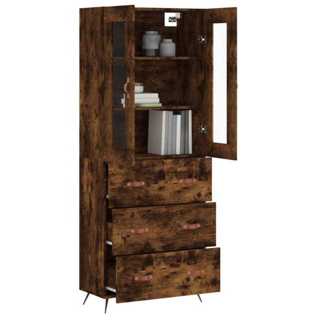 Berkfield Home Highboard Smoked Oak 69.5x34x180 cm Engineered Wood in Brown