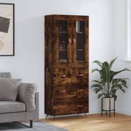 Berkfield Home Highboard Smoked Oak 69.5x34x180 cm Engineered Wood in Brown - thumbnail 2