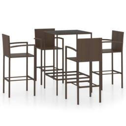 Berkfield Home Comfortable 5 Piece Garden Bar Set Poly Rattan Brown - thumbnail 3