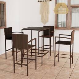 Berkfield Home Comfortable 5 Piece Garden Bar Set Poly Rattan Brown - thumbnail 2