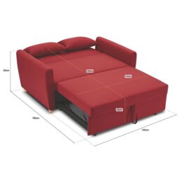 Bravich LTD Dahlia 2-Seater Pull Out Sofa Bed - Convertible Sleeper Sofa in Red - Size: 2 Seater - thumbnail 6