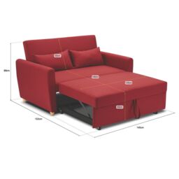 Bravich LTD Dahlia 2-Seater Pull Out Sofa Bed - Convertible Sleeper Sofa in Red - Size: 2 Seater - thumbnail 8