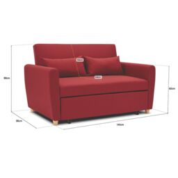 Bravich LTD Dahlia 2-Seater Pull Out Sofa Bed - Convertible Sleeper Sofa in Red - Size: 2 Seater - thumbnail 7