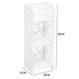 KORVIXA 3 Tier Wooden Plastic Storage Rack in White - Size: 60 cm x 100 cm - thumbnail 2