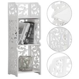 KORVIXA 3 Tier Wooden Plastic Storage Rack in White - Size: 60 cm x 100 cm - thumbnail 4