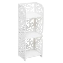 KORVIXA 3 Tier Wooden Plastic Storage Rack in White - Size: 60 cm x 100 cm - thumbnail 1