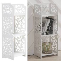KORVIXA 3 Tier Wooden Plastic Storage Rack in White - Size: 60 cm x 100 cm - thumbnail 3