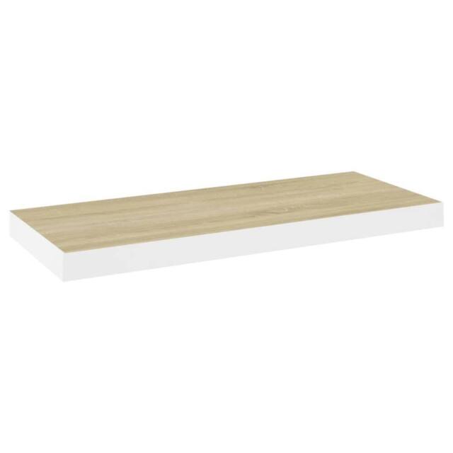 Berkfield Home Floating Wall Shelf Oak & White 60x23.5x3.8 cm MDF in Light Oak - image 1