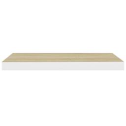 Berkfield Home Floating Wall Shelf Oak & White 60x23.5x3.8 cm MDF in Light Oak - thumbnail 4