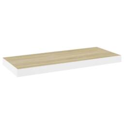 Berkfield Home Floating Wall Shelf Oak & White 60x23.5x3.8 cm MDF in Light Oak - thumbnail 1